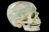 Realistic, Carved, White and Green Jade Skull #116295-3